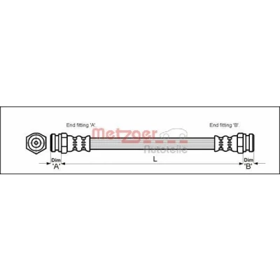Bild av METZGER 4114702 Flexible De Frein 262 F10 x 1 MAZDA: FAMILIA 4, 323 C IV 3/5 portes