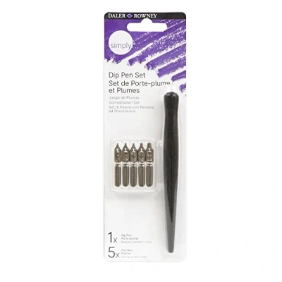 Bild av Daler Rowney Simply kalligrafi dipppenna set, 1 penna, 5 spetsar, bokstäver tillbehör, perfekt för nybörjare och hobbyister