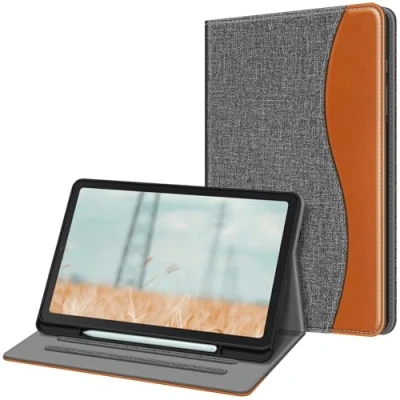 Bild av Fintie Fodral för Samsung Galaxy Tab S6 Lite 10.4 2022/2020 SM P610/P613/P615/P619, mjukt TPU baksida, skyddsfodral med S pennhållare och dokumentslitsar, mörkgrått