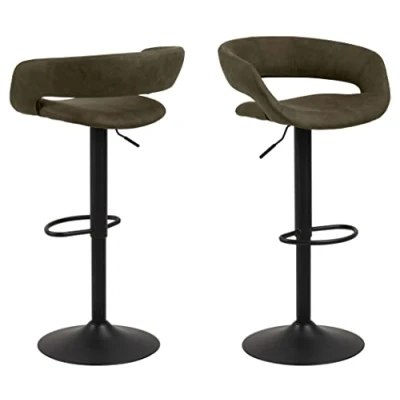 Bild av AC Design Furniture Jack barstol set om 2, H: 104 x B: 54,5 D: 48,5 cm, olivgrön/svart, tyg/metall, 2 st.