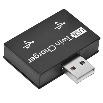 Bild av USB2.0 hubb, aluminiumlegering + liten dator/bärbar/robust/hållbar/sömlös anslutningssplitteradapteromvandlare med två USB portar Plug And Play ansluten till dubbel docka (svart)