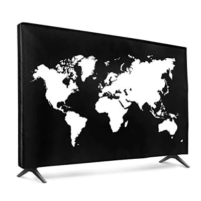 Bild av kwmobile 43&quot; TV fodral inomhus skärmskydd skärm dammskydd resekontur vit svart