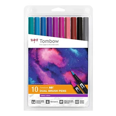 Bild av Tombow ABT Dual Brush Pen, Galaxy Colors, penna med två spetsar, perfekt för handbokstäver och bullet journal, vattenmålad, 10C 3, set om 10
