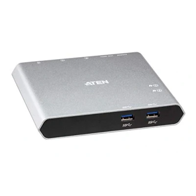 Bild av USB C Gen 1 2 port dockningsbrytare med Power Pass Through US3310 ATEN, stöder 4K 3840 x 2160 @30Hz, Samsung DeX läge eller Huawei Desktop läge, Windows, Mac, Android och iPad Pro