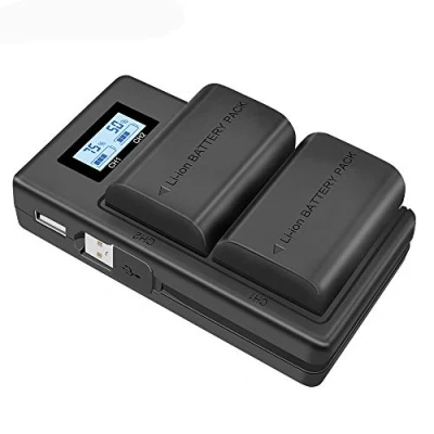 Bild av CITYORK PALO LP E6 E6N (2 pack 2000 mAh) ersättningsbatteri och snabb dubbel USB batteriladdare för Canon EOS 5D Mark II/III/IV, 5DS, 5DS R, 6D, 7D, 7D II, 60D, 60Da, 70D, 80D, XC10 svart