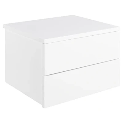 Bild av AC design furniture Asta nattduksbord med 2 lådor i vitt, 1 st, B: 37 x H: 24,6 D: 32 cm, litet nattduksskåp för väggmontering, vägghylla sovrummet, modernt vit