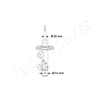 Bild av JAPANPARTS MM 00974 Amortisseur Essieu avant gauche Pression de gaz Système bitube Jambe suspension Goujon en haut CITROËN: C3 III, C4 II Cactus