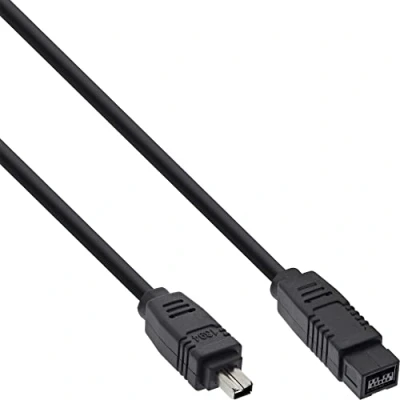 Bild av InLine 34902 FireWire kabel, IEEE1394 4 polkontakt till 9 polskontakt, svart, 1,8 m