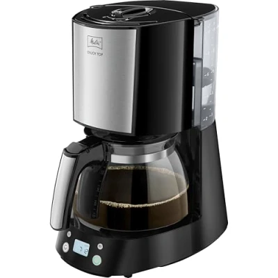 Bild av Melitta 1017 11 Enjoy Top filterkaffebryggare med glaskanna, timerfunktion och patenterad aromselector, automatisk slutavstängning, rostfritt stål, 1,2 liter, svart