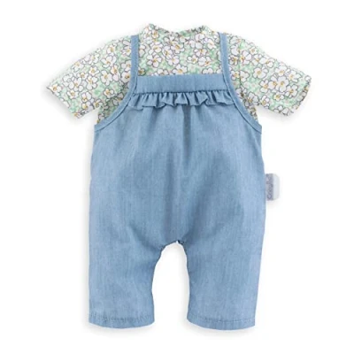 Bild av Corolle 9000141200 Dockkläder Blus och Byxor Blommig med Hängselbyxor Från Corolle, Passar 36 cm Babydockor, 2 år