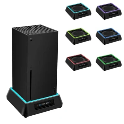 Bild av Tolesum uppgraderat fläktställ för Xbox Series X, kylarställ med RGB LED, 4 stora &amp; turbo fläktar, USB 3.0 2.0 portar 3 hastighetsjusterbart kylsystem X svart
