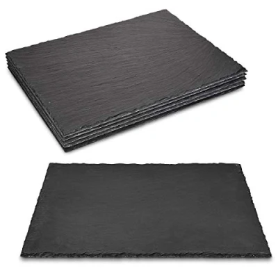 Bild av Navaris Skifferbräda för aperiost tapas charkuteri efterrätt set 6 x skifferbricka 38 28 cm rektangulär tallrik platt servering