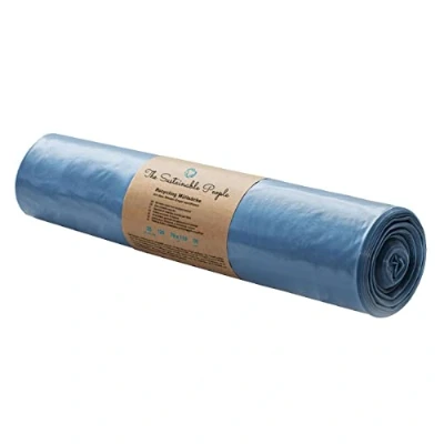 Bild av The Sustainable People Återvinning soppåsar 120 l tillverkad av minst 90% avfall efter konsument (PE) blå ängel certifierad 25 rulle typ 60 extra (30 μm) 700 x 1100 mm perfekt för lättare