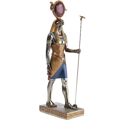 Bild av lachineuse Staty Ra 31 cm egyptisk gud antik statyett objektfigur falkhuvud fågel örn byst original presentidé för inredning