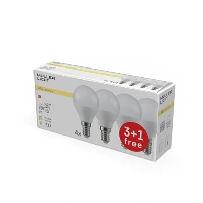 Bild av Müller Licht LED dropplampa E14 3W 2,700K matt 3+1 Set