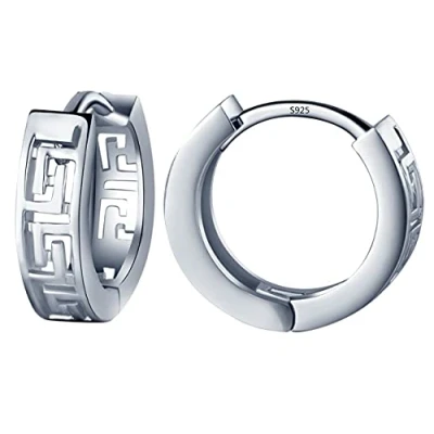 Bild av Infinite U 925 sterling silver oändlighet hjärta kärlek/labyrint labyrint ring örhängen kreol för kvinnor/flickor (med presentpåse) (Labyrint), Sterlingsilver, utan sten