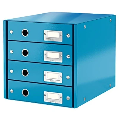 Bild av Leitz WOW Click And Store Skrivbordsbyrå, 4 Lådor, Blå, 60490036