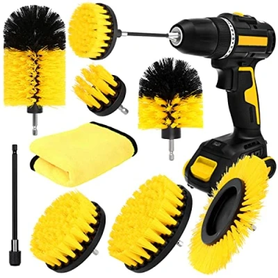Bild av borstfäste för borrmaskin, set med 8 stycken, borr, rengöringsborste, Power Scrubber rengöringssats, fälgborste, fälgar, kakel, kök, golv, badkar, blå