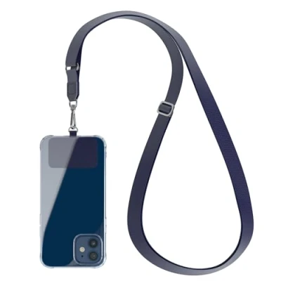 Bild av EAZY CASE universellt band för mobiltelefonen lämplig alla smartphones kedja att hänga mobilen när man är på språng rem som kan kombineras med valfritt skal Blå