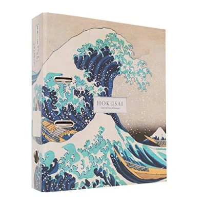Bild av Grupo Erik Hokusai Lever Arch File A4 Folder Large Documents Storage Files 11 x 12.6 inches 28 32 cm Ring Binder 2 Japanese Stationery The Great Wave Off Kanagawa