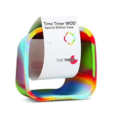 Bild av TIME TIMER Avtagbart fodral, specialutgåva, kompatibel med visuell timer, klassrumsinlärning, kontorsklocka, hemstudieverktyg och kontorsmöten (Tie Dye) TTMC2 TYDY W 9x5x9 cm