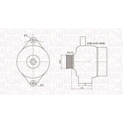 Bild av MAGNETI MARELLI 063731952010 Alternateur 12V 130A SAAB: 9 3 Berline, Break, 5 Berline
