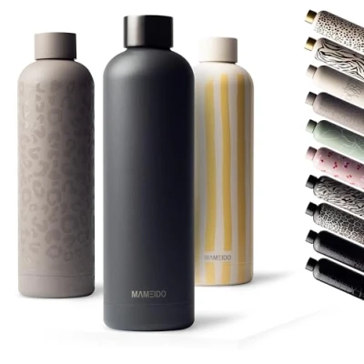 Bild av MAMEIDO dricksflaska rostfritt stål 750ml läckagesäker termosflaska, kolsyra lämplig, BPA fri, isolerad flaska 12h varm &amp; 24h kall (Carbon Grey, 0,75l)