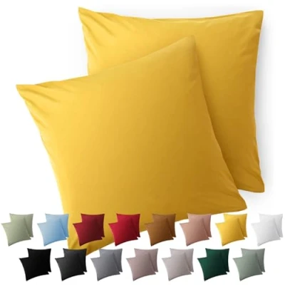 Bild av Blumtal Örngott 60x60 set med 2 Örngott, gult, av mjuk Mikrofiber tvättbart Oeko TEX certifierat för kuddar cm