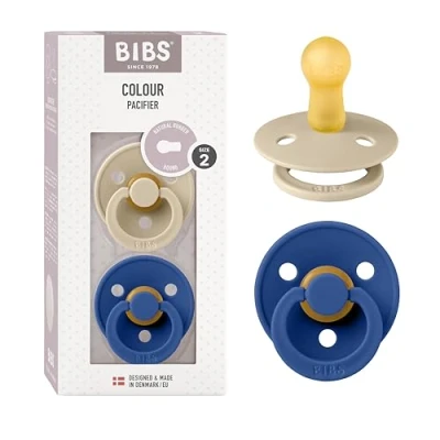 Bild av BIBS Colour Napp 2 pack Latex Stl Rund, Vanilla/Cornflower