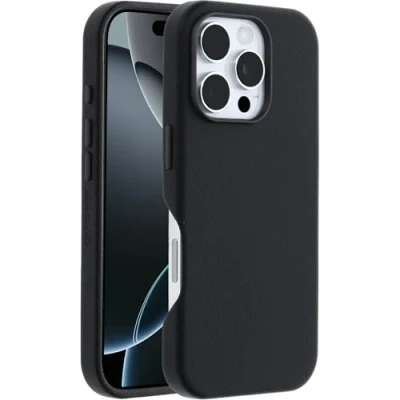 Bild av Otterbox Symmetry Series Cactus Leather MagSafe Fodral iPhone 16 Pro, stötsäkert, fallsäkert, skyddande tunt fodral, testad till militärstandard 3x, Svart