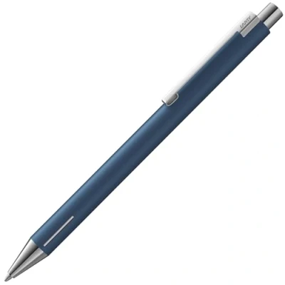 Bild av Lamy econ 240 kulspetspenna rostfritt stål i indigo matt och slående böjd klämma inklusive stor påfyllning M 16 svart linjebredd