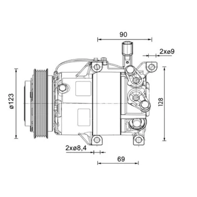 Bild av MAHLE ORIGINAL ACP 1459 000P Compresseur De Climatisation 5VS12ic 12 PAG 46 YF 1234yf, R 134a HYUNDAI: i20 I 3/5 portes