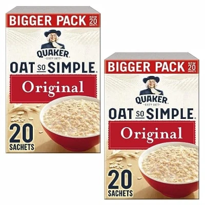 Bild av Cleverry förpackning med Quaker Oat so Simple Havregrynsgröt Original 40 påsar x 27g eller för en utsökt frukost