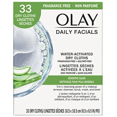 Bild av Olay 4 in 1 Sensitive Daily Facial Cloths, 33 ct (Packaging May Vary)