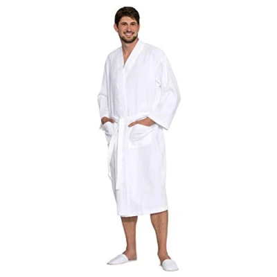 Bild av ZOLLNER Badrock hudvänlig och mjuk våffelpiké unisex bomull storlek S3XL tvättbar upp till 60 C hotellkvalitet Oeko Tex® certifierad, 266, Vit, M