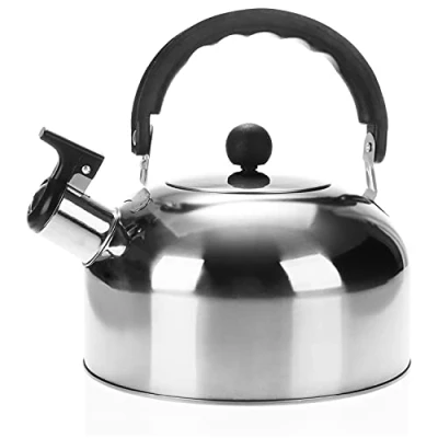 Bild av COM FOUR® tekanna 1,5 L campingkokare i rostfritt stål visselpanna för kokande vatten retrokokare (1 st liter)