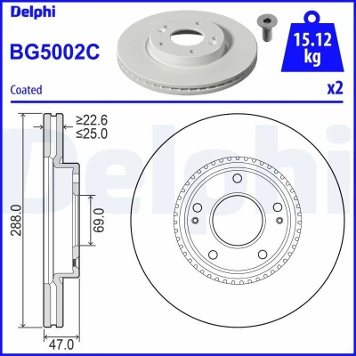 Bild av Bromsskiva DELPHI BG5002C