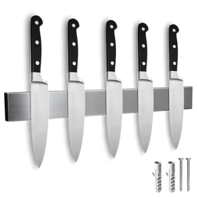 Bild av COM FOUR® kniv magnetlist för väggmontering magnetisk knivlist knivhållare köket magnetskena knivar 40 cm (Edelstahl 40cm)