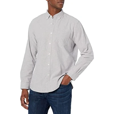 Bild av Amazon Essentials mäns normal passform långärmad ficka Oxford skjorta, grå, X Large