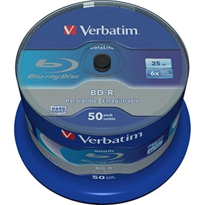 Bild av Verbatim BD R SL Datalife 25 GB Blu Ray disk, 50 pack