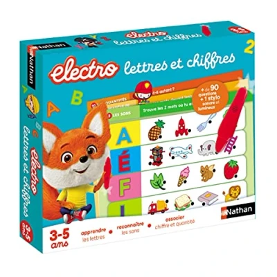 Bild av Nathan Electro bokstäver och siffror lära sig bokstäver, ljud, kvantiteter elektroniskt pedagogiskt spel 1 ljud självlysande penna ingår för barn från 3 till 5 år