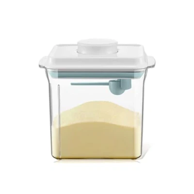 Bild av Dispenser för MjöLkpulver.1.7L transparent Den lufttäta lådan med mjölkpulver sked gjord av livsmedelsmaterial är hygienisk och praktisk. används att lagra mjölkpulver, frukt mat barn.