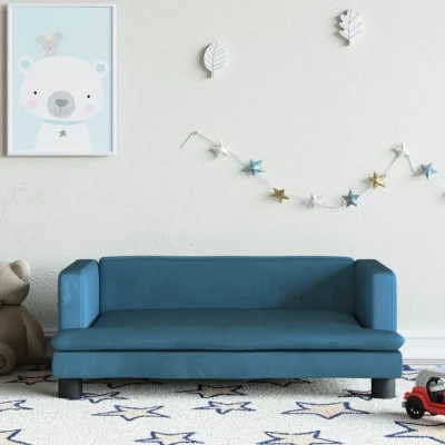 Bild av VidaXl Barnsoffa Blå 80X45X30 Cm Sammet