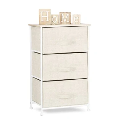 Bild av Relaxdays Hyllsystem, 3 tyglådor, universell lådlåda, metall och trä, H x B D: 73 45 30 cm, beige, design A