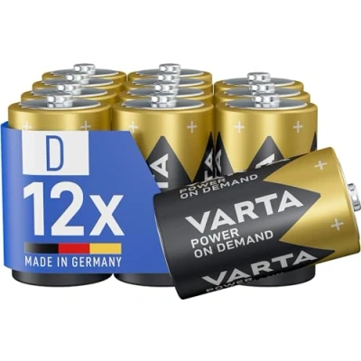 Bild av VARTA Batterier D Mono, paket med 12, Power on Demand, Alkalisk, förvaringspaket, intelligent, flexibelt, effektivt, för datortillbehör, Made in Germany