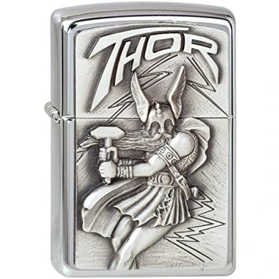 Bild av Zippo tändare 1300098 Viking Thor Emblem bensintändare, mässing, krome