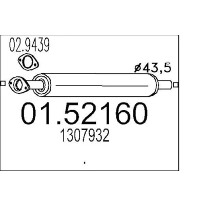 Bild av MTS 01.52160 Silencieux Intermédiaire 1015 FORD: Focus C Max, 2, VOLVO: V50