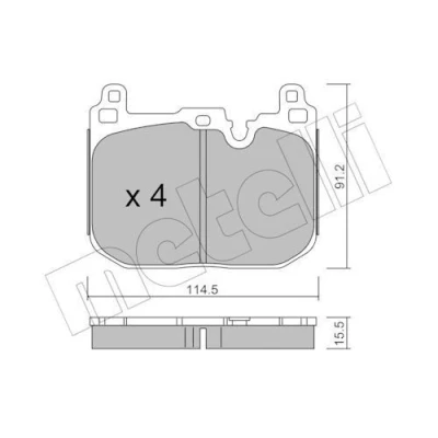 Bild av METELLI 22 1015 4 Jeu de plaquettes frein préparé pour indicateur d&#039;usure MINI: 3/5 portes, Clubman, Countryman, BMW: 1 X2