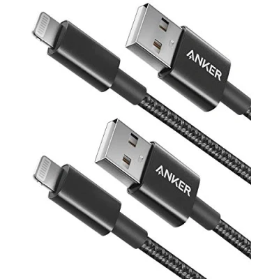 Bild av Anker iPhone laddkabel, premium nylon, USB A till Lightning, MFi certifierad laddningskabel för SE/XS/XS Max/XR/X/8 Plus/7/6 Plus, iPad och mer (svart, 1m*2)