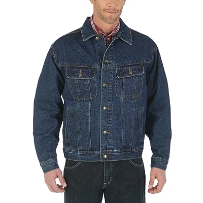 Bild av Wrangler herr ofodrad denimjacka med robust slitage, ,Antik indigo,L Tall